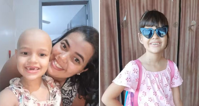 Luanny em tratamento ao lado da mãe Sandra; hoje leva uma vida normal. (Foto: Arquivo pessoal)
