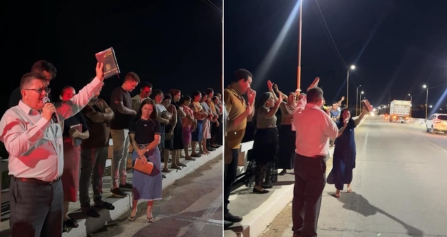 Os cristãos intercederam na ponte João Agripino, em São Bento. (Foto: Reprodução/Instagram/adsaobentopb).