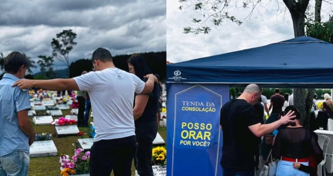 Cristãos pregaram a esperança em Jesus aos enlutados. (Foto: Instagram/CIADESCP).