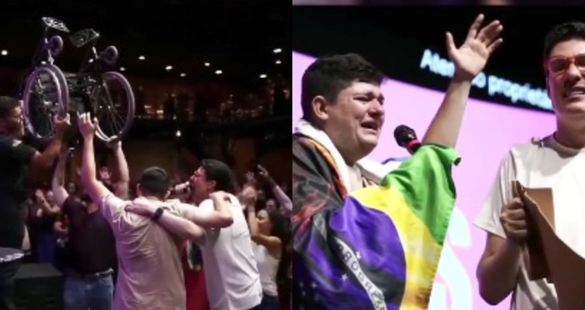 O homem foi curado e levantou da cadeira de rodas. (Foto: Reprodução/Instagram/Igreja Visão Profética).