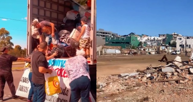 A Lagoinha de Canoas criou uma campanha para ajudar os afetados. (Foto: Reprodução/Instagram/wecare.lagoinhacanoas/Reprodução/Instagram/Victor Fernandes de Souza).