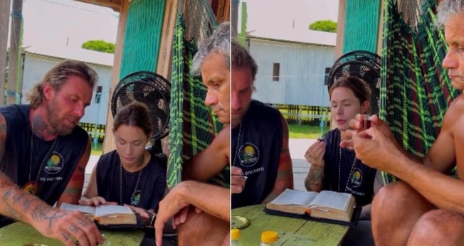 Max e Ághata serviram a Ceia para Sebastião. (Foto: Reprodução/Instagram/Max Dacampo).