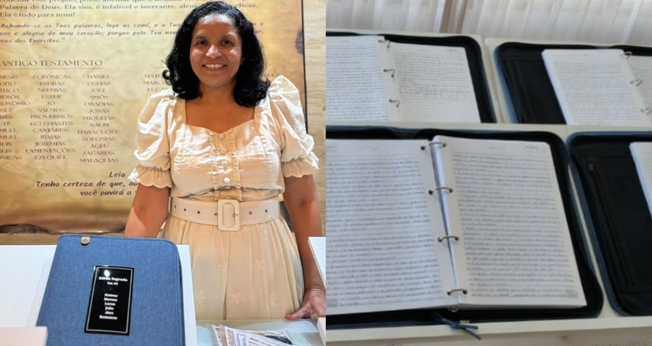  Elisabeth de Souza escreveu o manuscrito de mais de 3 mil páginas. (Foto: Instagram/admorrobranco/Arquivo pessoal/CPAD News).