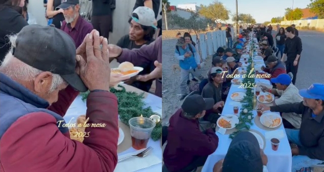 A igreja Comunidad Casa Norte montou uma grande mesa na rua para os sem-teto. (Foto: Reprodução/Instagram/Comunidad Casa Norte).