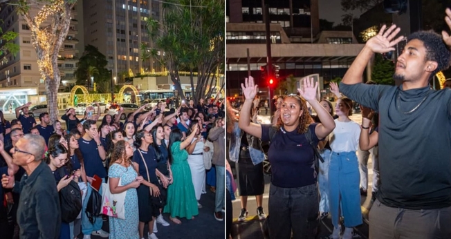 Os jovens anunciaram Jesus através de louvores e pregação. (Foto: Instagram/UMADEBSP).