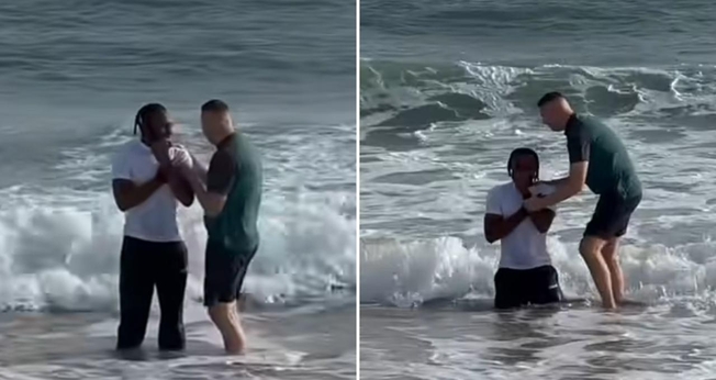 O batismo de Antoine Semenyo. (Foto ReproduçãoInstagramChristian Athletes)