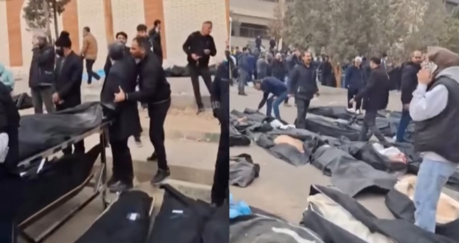 Corpos de manifestantes mortos. (Foto: Imagem ilustrativa/Reprodução/YouTube/Channel 4 News).