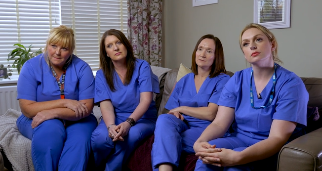 As enfermeiras de Darlington relatam caso para o Christian Legal Centre. (Captura de tela/YouTube/Christian Concern)