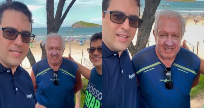 Jair aceitou Jesus após ser evangelizado por dois pastores na Praia da Vila. (Foto: Reprodução/Instagram/Joary Jossué Carlesso).