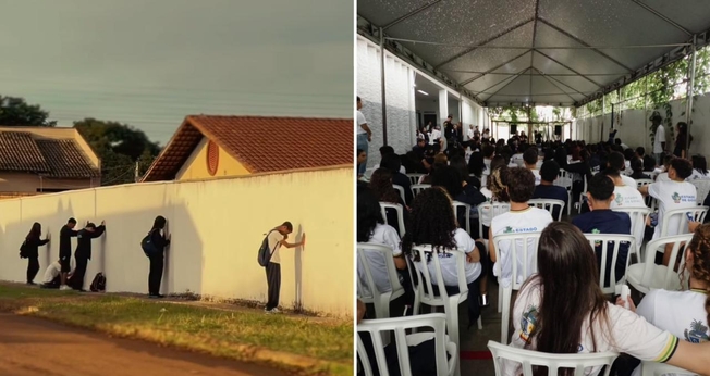 Os alunos oraram pela salvação de outros estudantes. (Foto: Reprodução/Instagram/Lucas Teodoro/Jey Reis)