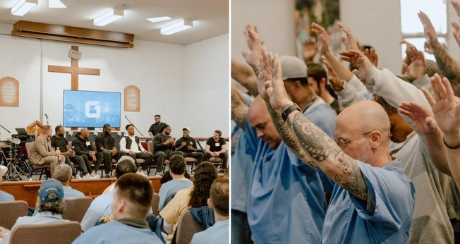 Os atletas ministraram a Palavra de Deus na prisão. (Foto: Reprodução/Instagram/God Behind Bars)