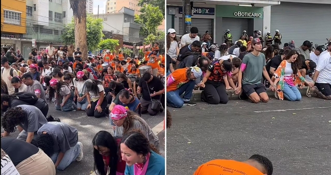 Os cristãos orando nas ruas. (Foto: Reprodução/Instagram/Israel Abreu)