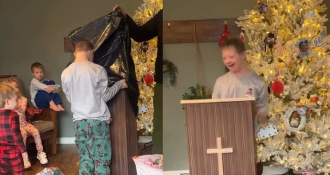 Marty ganhou de aniversário um mini púlpito. (Foto: Reprodução/Instagram/Kara Clason).