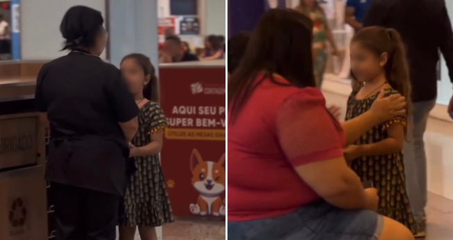 Bianca orando por pessoas no shopping. (Foto: Reprodução/Instagram/Raphael Pacheco)