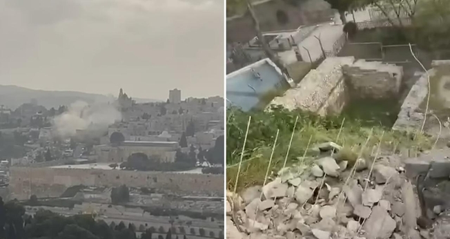 Os destroços de um dos projéteis caíram perto do Monte do Templo. (Foto: Reprodução/Instagram/Hananya Naftali)