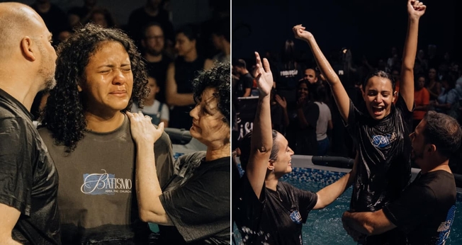 A ABBA PAI Church celebrou o batismo de adultos, jovens e adolescentes. (Foto: Instagram/ABBA PAI Church).