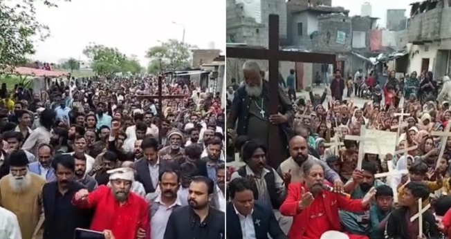 Os moradores protestaram contra a ordem de despejo. (Foto: Reprodução/Facebook/Julius Salik).