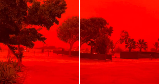 Efeito “apocalíptico” no céu da Austrália antecede a chegada do ciclone Narelle. (Captura de tela/X/Mario Nawfal)