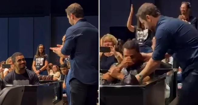 O batismo de Matheus. (Foto: Reprodução/Instagram/Tiago Mattes)