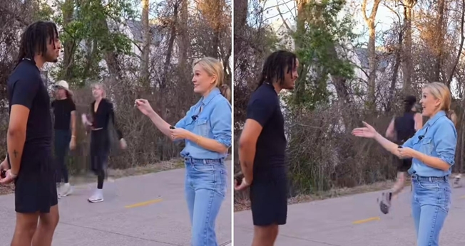 O jovem conversando com a evangelista Jennie Allen. (Foto: Reprodução/Instagram/Jennie Allen)