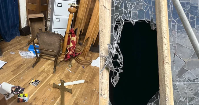 Criminosos vandalizaram a Igreja de St Mary e St Martin em Blyth. (Foto: Reprodução/GB NEWS).