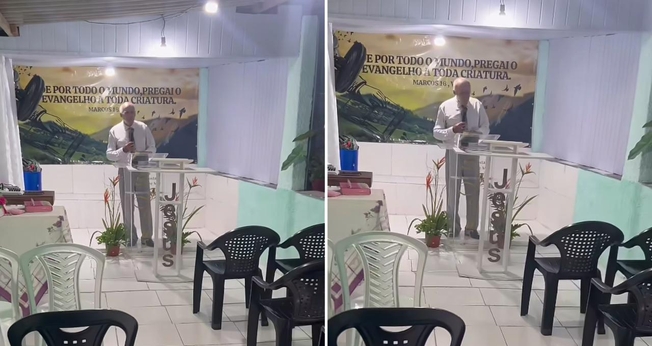 O pastor pregando na igreja. (Foto: Reprodução/Instagram/Adrieleh Delgado)