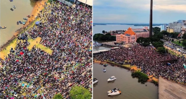 O evento “A Origem” reuniu uma multidão na Orla do Gasômetro. (Foto: Reprodução/Instagram/Deivid Drone).