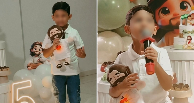 Derek louvando na festa. (Foto: Reprodução/Instagram/Priscila Chagas)