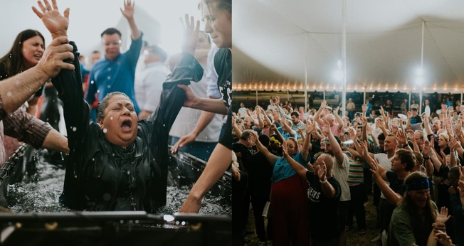 Centenas de pessoas aceitaram Jesus nos cultos da tenda. (Foto: Facebook/Braden Andersen & The Jesus Tent Revival).     