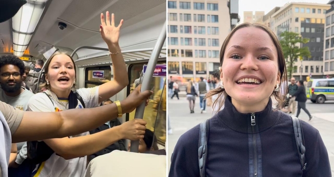 A jovem durante as ações evangelísticas em Frankfurt. (Foto: Reprodução/Instagram/Go Revival Europe)