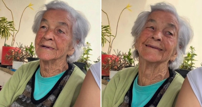A idosa testemunhando sua fé. (Foto: Reprodução/Instagram/Ana Laura Almeida)