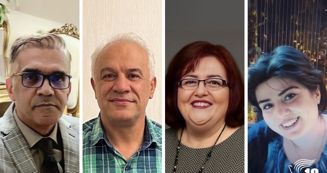 Da esquerda para a direita: Nasser Navard Gol-Tapeh, Joseph Shahbazian, Lida Shahbazian e Aida Najaflou, com condenações mantidas pela Justiça do Irã. (Foto: Article18)