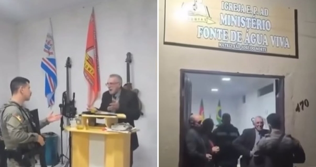 O culto foi interrompido por policiais armados no RS. (Foto: Reprodução/Facebook/Assembleianos de Valor)