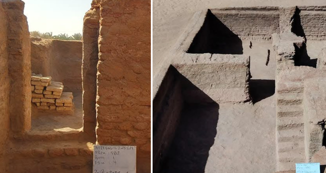 Ruínas da antiga cidade bizantina descoberta no oásis de Dakhla, no Egito. (Foto: Ministério do Turismo e Antiguidades do Egito)