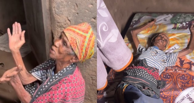 A idosa dormia no chão em uma esteira. (Foto: Reprodução/Instagram/tiajoecia).