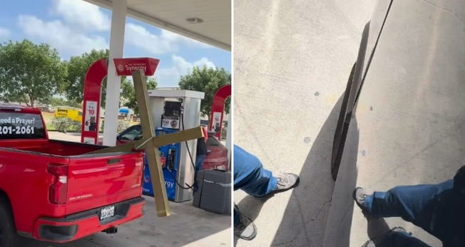 O dono do veículo orou por Sean em um posto de gasolina. (Foto: Reprodução/Instagram/Sean Bledsoe)