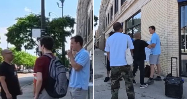 O pastor Jeremy Chong e um grupo de evangelistas foram agredidos. (Foto: Reprodução/Instagram/Reformation Chicago).