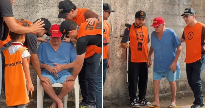 Idoso foi curado após uma oração nas ruas. (Foto: Reprodução/Instagram/AVIVA)