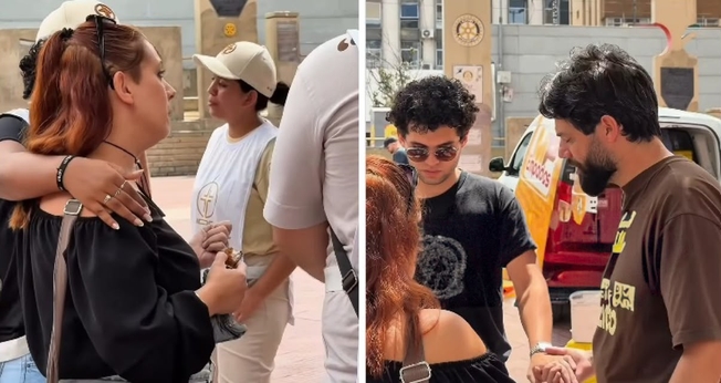 A mulher voltou para Jesus após e recebeu uma oração nas ruas. (Foto: Reprodução/Instagram/Allan Machado)
