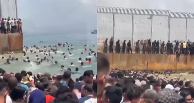 Imigrantes tentando entrar em Celta na quinta-feira (30). (Foto: Reprodução/ YouTube/CNN Brasil). 