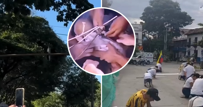 Colombianos registram a destruição causada pelo terremoto e oram a Deus; em destaque, bebê de 6 meses resgatado dos escombros na Colômbia. (Captura de tela/YouTube/g1/faithcomedy)