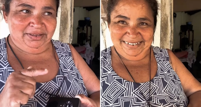 Dona Cida ouvindo a Bíblia. (Foto: Reprodução/Instagram/Letícia Nagel)