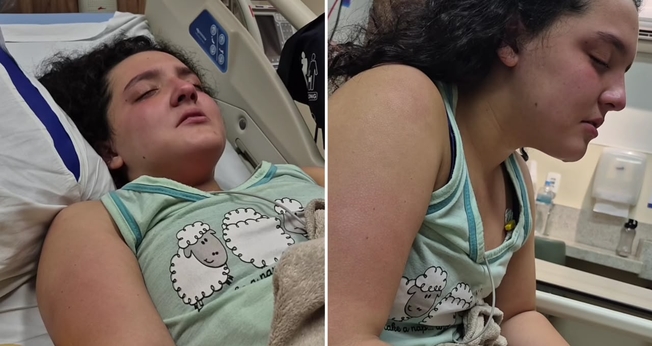 Bella orando no hospital. (Foto: Reprodução/Instagram/Mayline Alves)