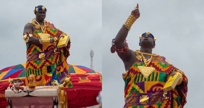 Nana Kobena Kwedu IV exibiu uma Bíblia durante o desfile. (Foto: Reprodução/Facebook/Nana Kwabena Kwedu IV).