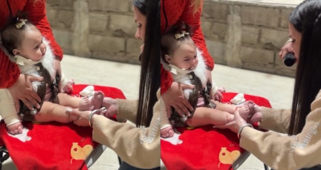 A perna mais curta da menina cresceu durante a oração. (Foto: Reprodução/Instagram/somosuno.jsme).