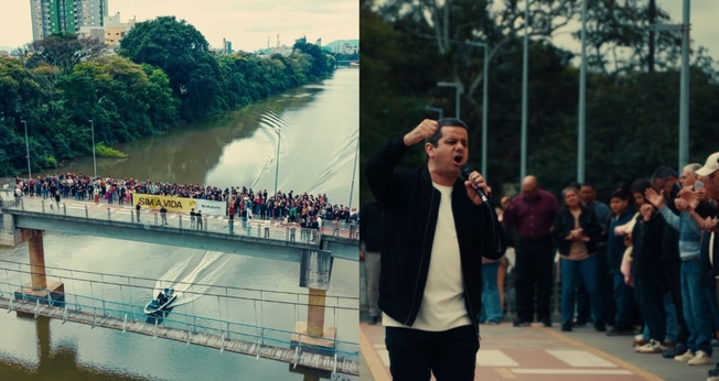 Os membros da Assembleia de Deus levantaram um clamor em oito pontes. (Foto: Reprodução/Instagram/adtubarao).