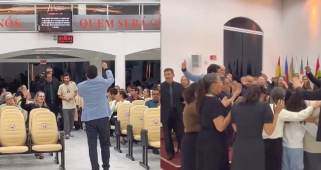 Cristãos saíram nas ruas e trouxeram pessoas para a igreja em Camboriú. (Foto: Reprodução/Instagram/Clebison Bandeira).