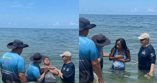 A missão batizou os convertidos em uma praia na Venezuela. (Foto: Reprodução/Instagram/somosacompanamiento).