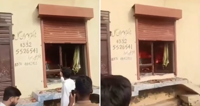 A propriedade de Masih foi completamente destruída pelas chamas. (Foto: Reprodução/Facebook/SOS Chrétiens d’Orient)