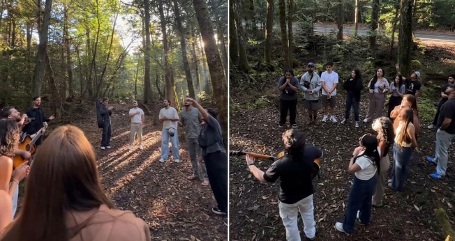 Os evangelistas declaram a esperança de Deus na Floresta de Aokigahara. (Foto: Reprodução/Instagram/gabepyszka/Reprodução/Instagram/olucamartini).